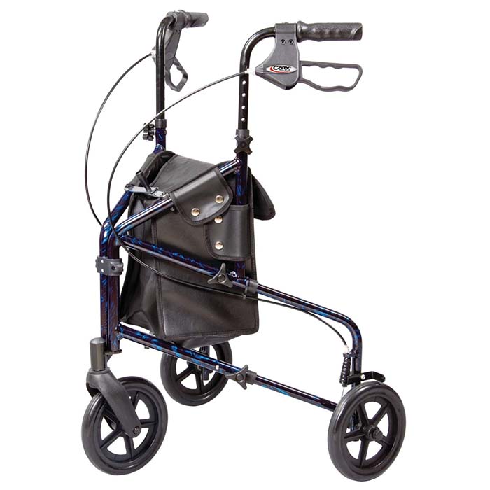 Carex 3 Wheel Walker for Seniors, Foldable, Rollator Walker with Three Wheels, Height Adjustable Handles