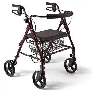 Medline Heavy Duty Bariatric Aluminum Mobility Rollator Walker with 8 Inch Wheels, 400 lbs Capacity